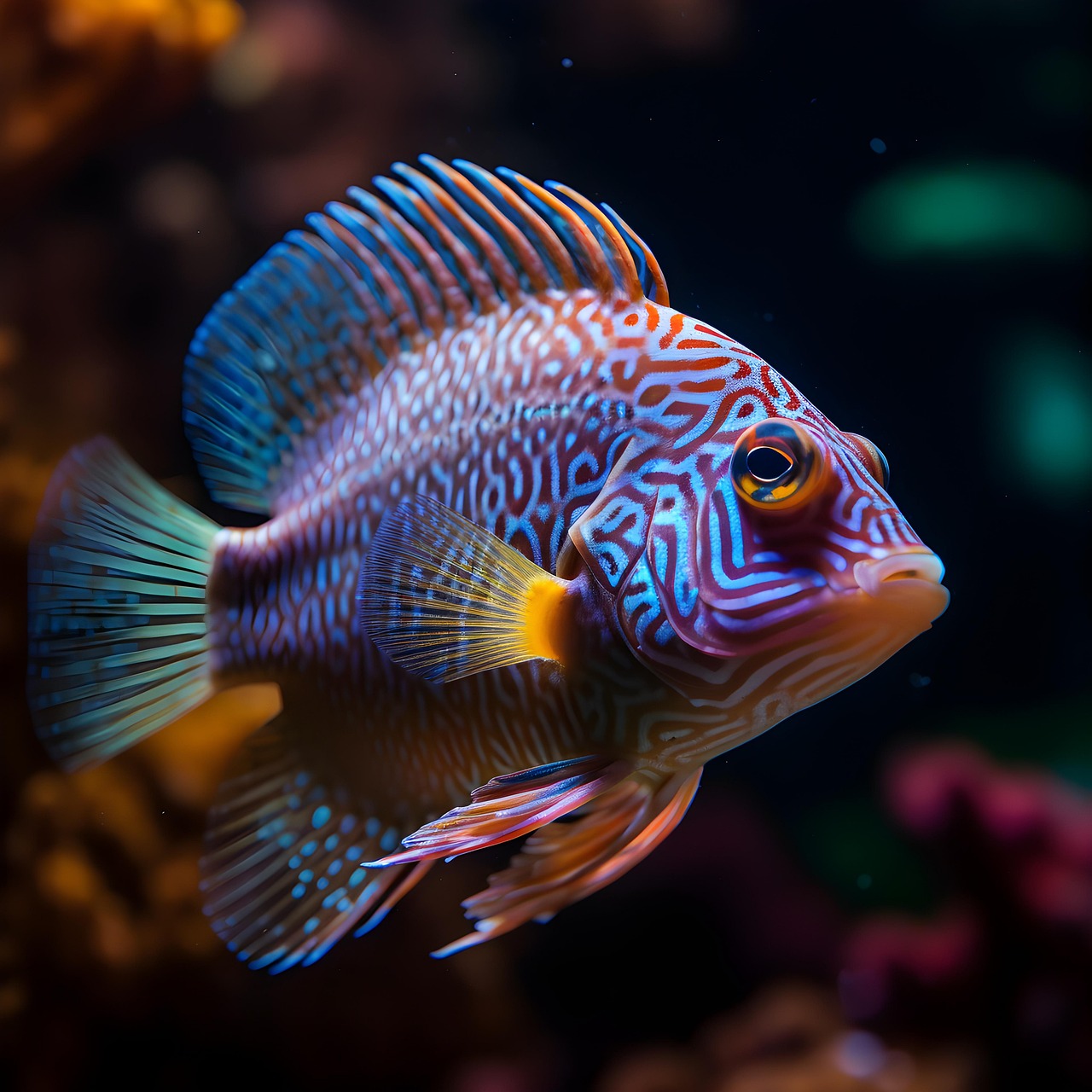 fish, tropical, vibrant, iridescent fish, iridescent, aquarium fish, nature, aquarium
